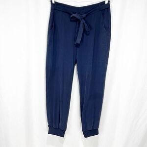 ZARA Navy Blue Belted Jogger Pants Viscose Large